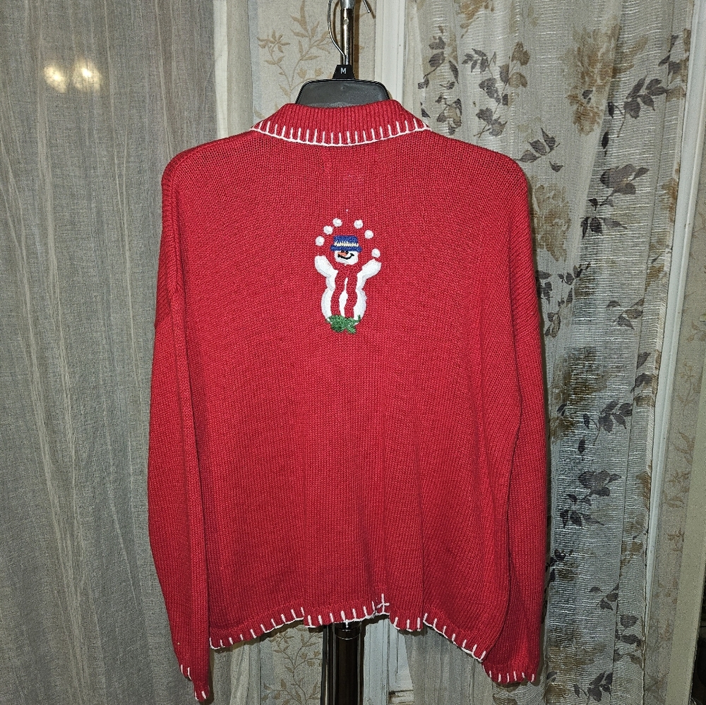 Vintage women's Christmas patchwork button-down sweater - Picture 2 of 3